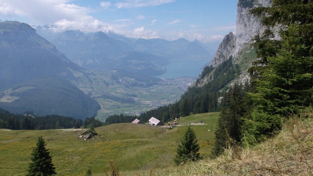 looking down the other side and Lake Lucerne down the valley