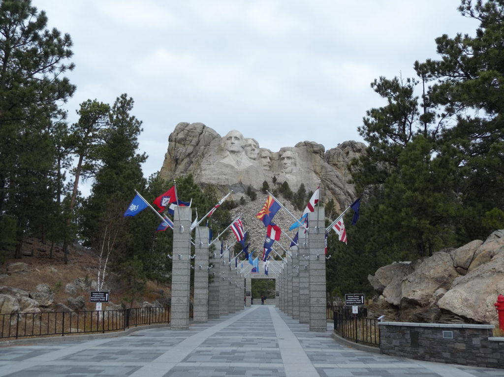 Avenue of State Flags leading up to the museum