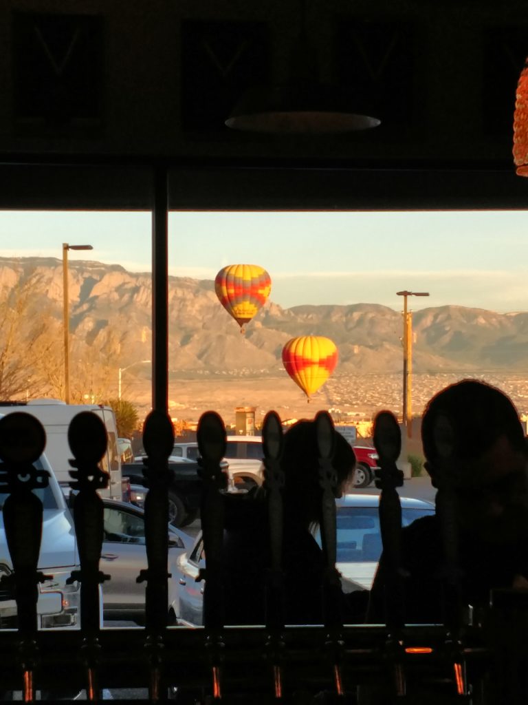 balloons floating by Marble Brewery taproom